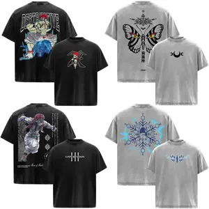 Akaza 'Upper Moon' Demon Slayer: Kimetsu No Yaiba Anime Manga Acid Washed 230GSM Heavyweight Cotton T Shirt Collection - Size S to 3XL - Unisex Vintage Streetwear Oversized Crewneck Merch - Gift for Anime Fans