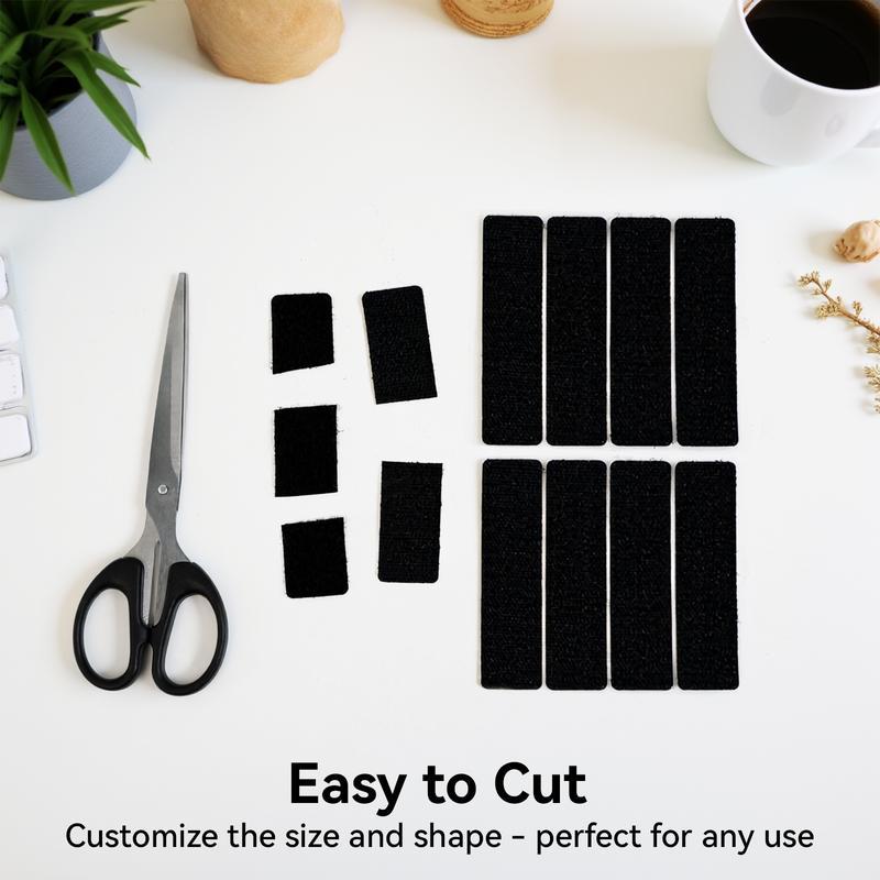 100 PCS Heavy Duty Double Sided Hook and Loop Strips | Reusable Adhesive Mounting Tape Strong Stick for Wall Hanging Picture Frames Cable Organizer DIY Home Decor Office Organization