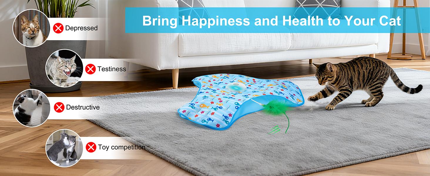 Hide and Seek Cat Toys with 2 Teasing Sticks, Interactive Moving Feathers Real Mouse Squeaky Touch Activated Exercise Rechargeable Toys for Indoor Cats Hide and Seek Cat Toys with 2 Teasing Sticks, Interactive Moving Feathers Real Mouse Squeaky Touch Activated Exercise Rechargeable Toys for Indoor Cats
