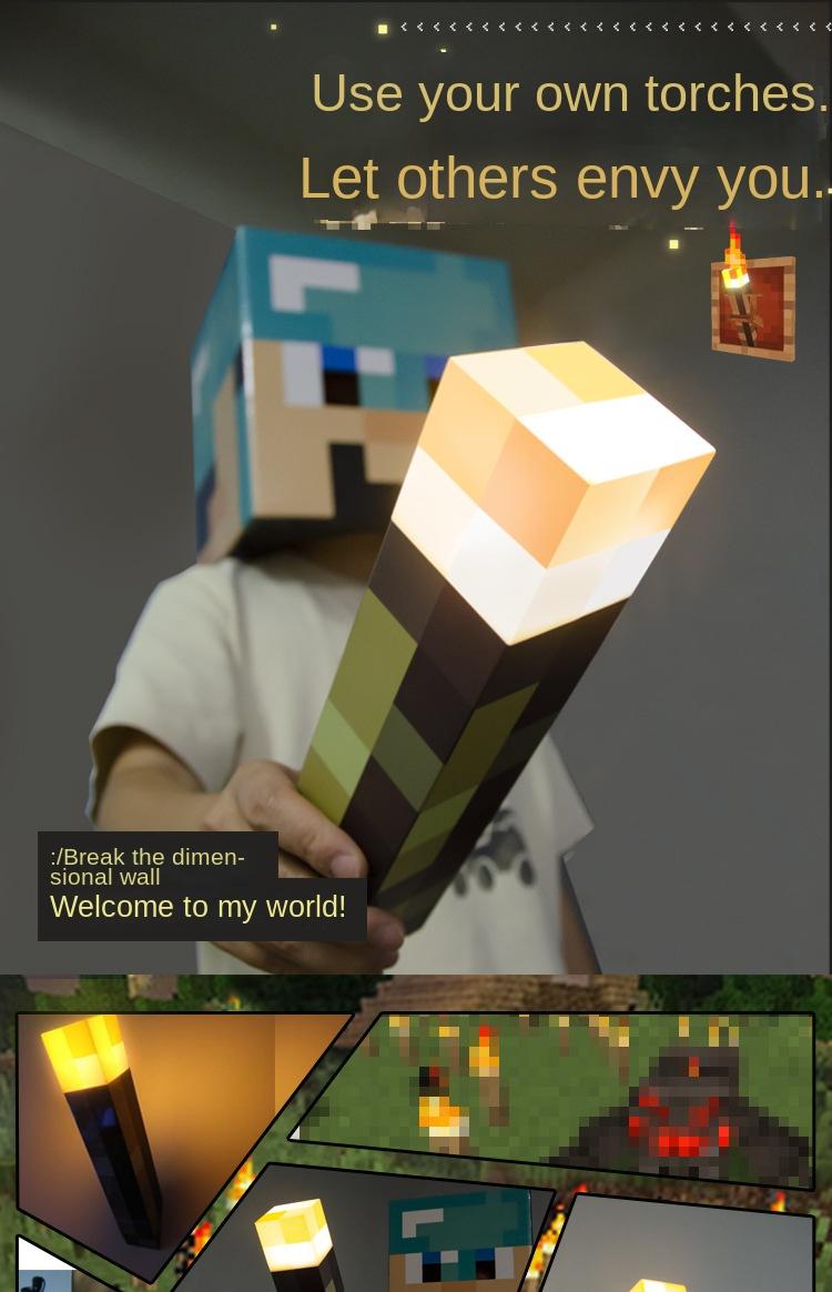 Torch Light - Luminous Wall-mounted or Handheld LED Flashlight USB Rechargeable Night Light 4 Lighting Options for Playroom and Bedroom Decoration