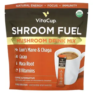 VitaCup Shroom Fuel, Mushroom Drink Mix, 24 Single-Serve Sticks, 0.11 oz (3 g) Each