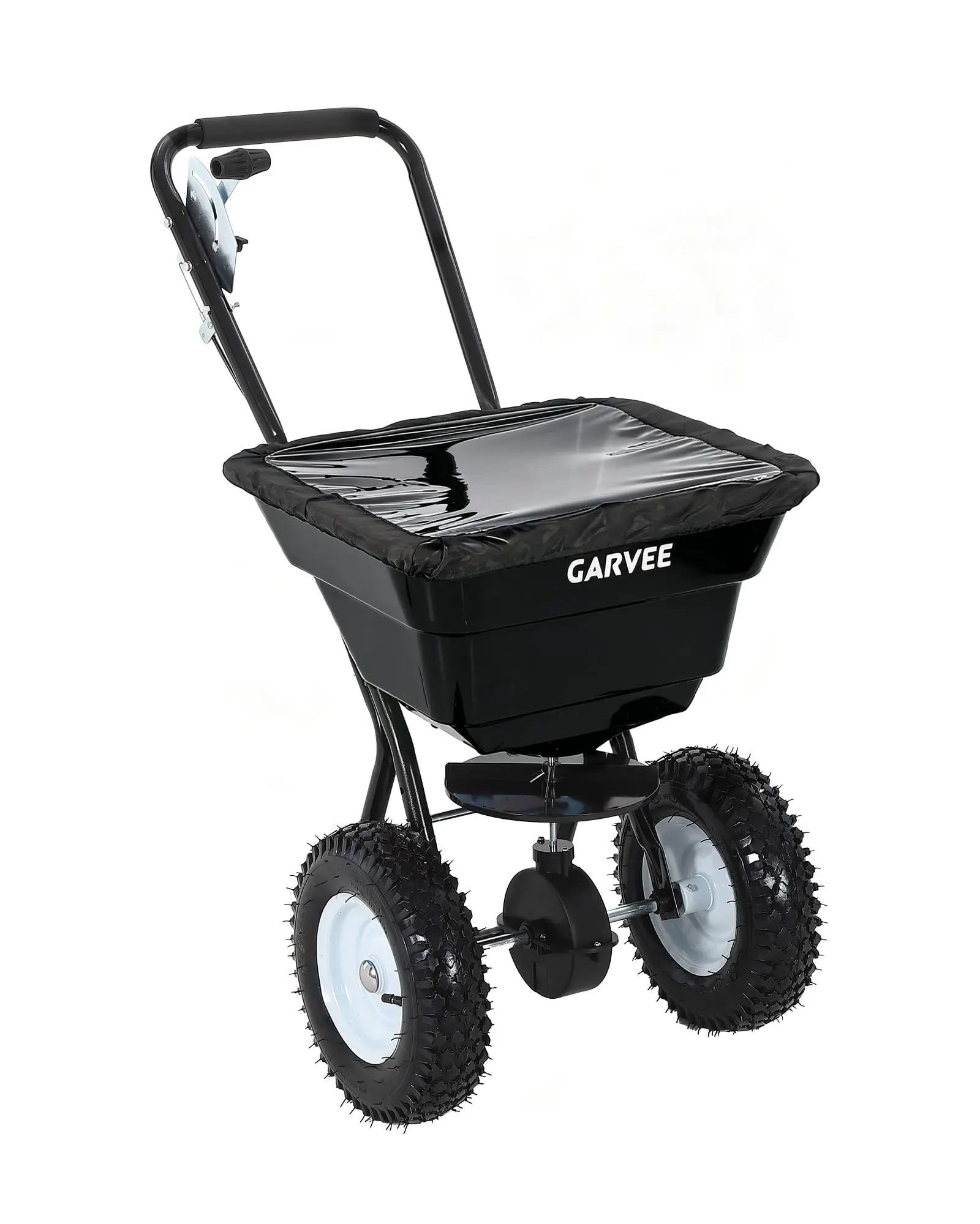 80 LBS Push Broadcast Spreader, 12FT Spreading Width, 13in All-Terrain Wheels, Adjustable Flow Control, Heavy Duty Walk Behind Lawn Spreader for Fertilizer, Grass Seed, Ice Melt, Salt,Black
