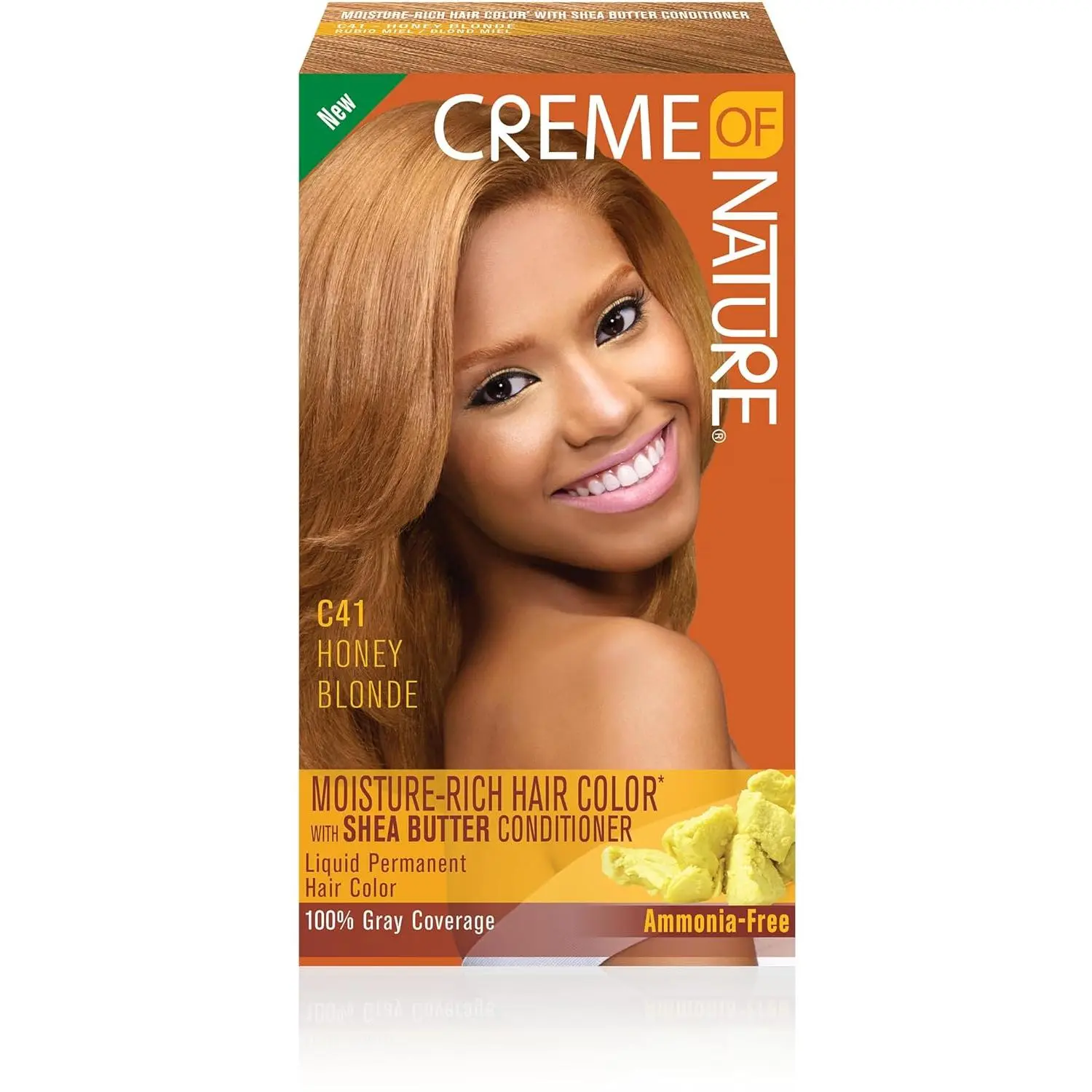 Creme of Nature Permanent Hair Color, C41 Honey Blonde, Ammonia-Free Conditioning Moisturizer with Argan Oil for Normal Hair, Radiant Shine & 100% Grey Coverage, Haircare, Honey Blonde Highlights, Color Protection