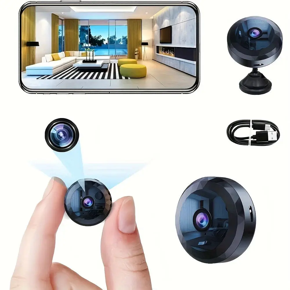 MOES Mini Smart Wi-Fi 1080p Home Security Camera - Portable Rechargeable Wireless Lithium-Charging Monitoring Device