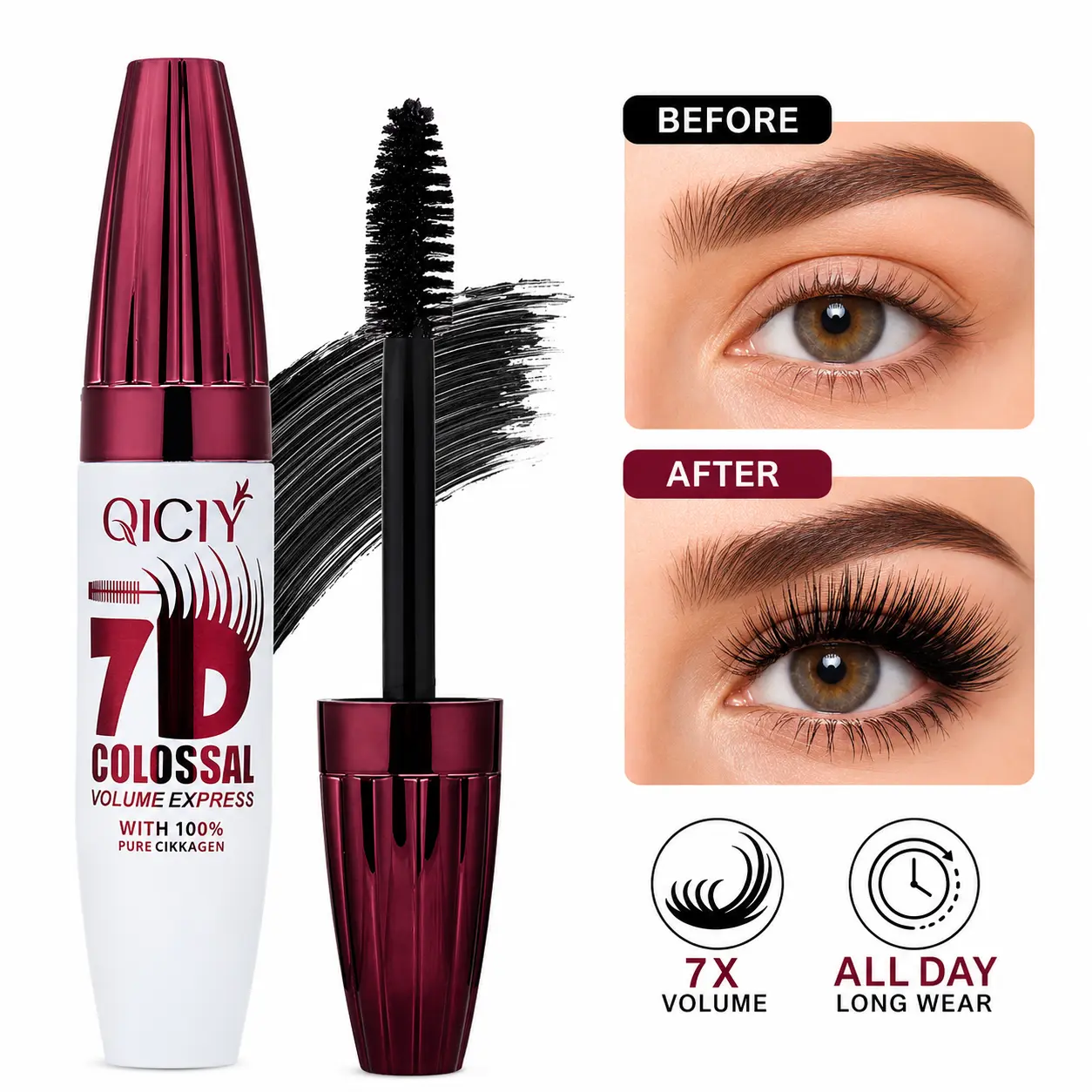 Volumizing Lengthening Curling Waterproof Mascara Tube - Hypoallergenic Soft Makeup, No Clump, Long-Lasting, Sensitive Eyes Safe, Party Gift for Daily Use