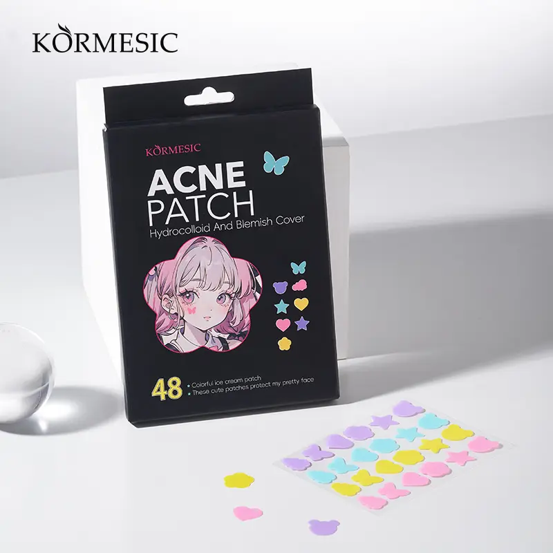 Cute Shaped Pimple Patches, 48 Colorful Hydrocolloid Acne Stickers with Stars, Hearts and Butterflies, Blemish Covers for Parties, Festivals and Daily Wear