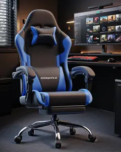 Ergonomic Gaming Chair with Footrest & Massage Lumbar, Ergonomic Computer Chair 330lbs with Headrest Pillow for Office, Home, Streaming and Long Gaming Sessions