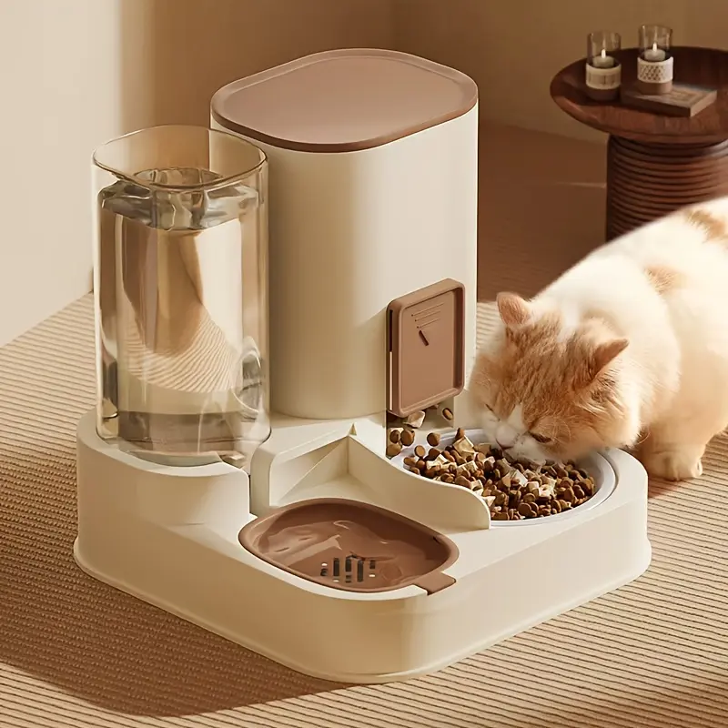 Pet 2-in-1 feeding and water dispenser, automatic feeding and continuous water dispenser, cat feeding and water dispenser, suitable for cats and dogs