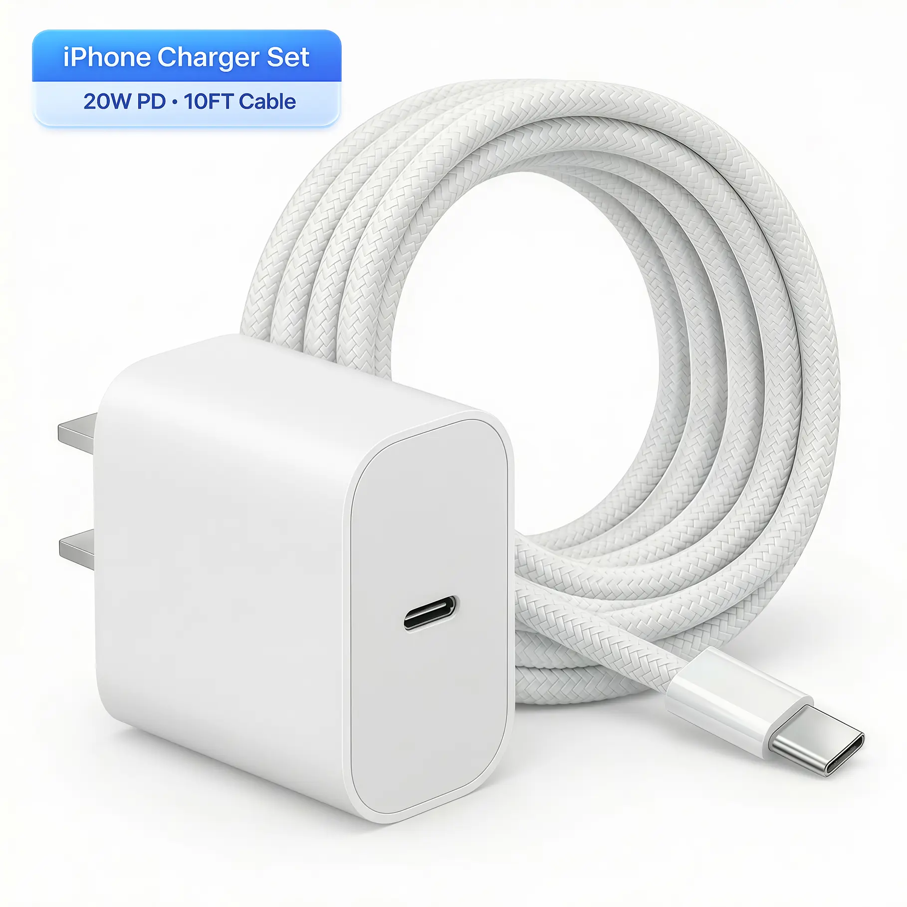 iPhone Charger Set, 10FT Cable & 20W PD Fast Charger For iPhone 17/16/15/14/13/12/11/XR/XS Max/8/7/6/5 iPad & AirPods Fast Charging Cord Cellphone Phone Adapter Usb C Compatible