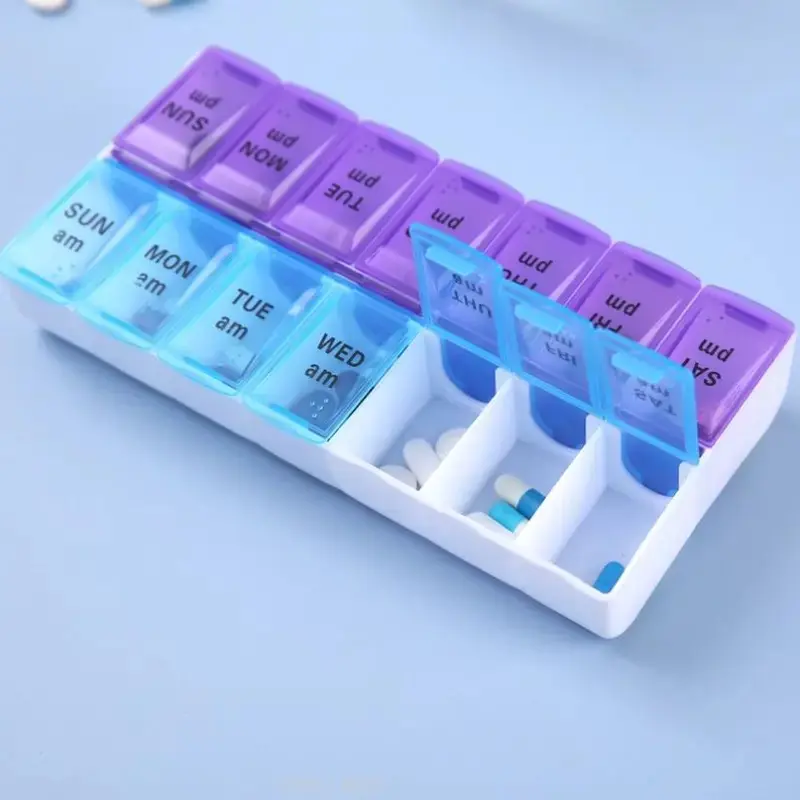 14-Grid Reusable PVC Pill Storage Box, Portable Large-Capacity Pill Organizer for Supplements & Vitamins, Medical Organizer for Home/Office/School