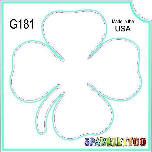212 MAIN Tattoo Stencil (G181) - Ruby Red Glitter Finish, 3-Ply 4 Leaf Clover Design, 1.5x2.3x2.3 in, Easy-to-Use, FDA-Safe, 100-Pack, Men's Costumes & Accessories Essential
