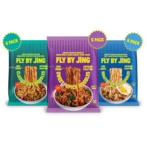 Fly By Jing Instant Noodles Variety Pack 18 Pack – 3 Flavors: Sweet + Spicy, Classic Soy & Roasted Garlic – Savory, Mild to Spicy, Vegan & Non-GMO