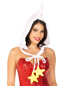 Fleece Rainbow Unicorn Hood with Star Ties