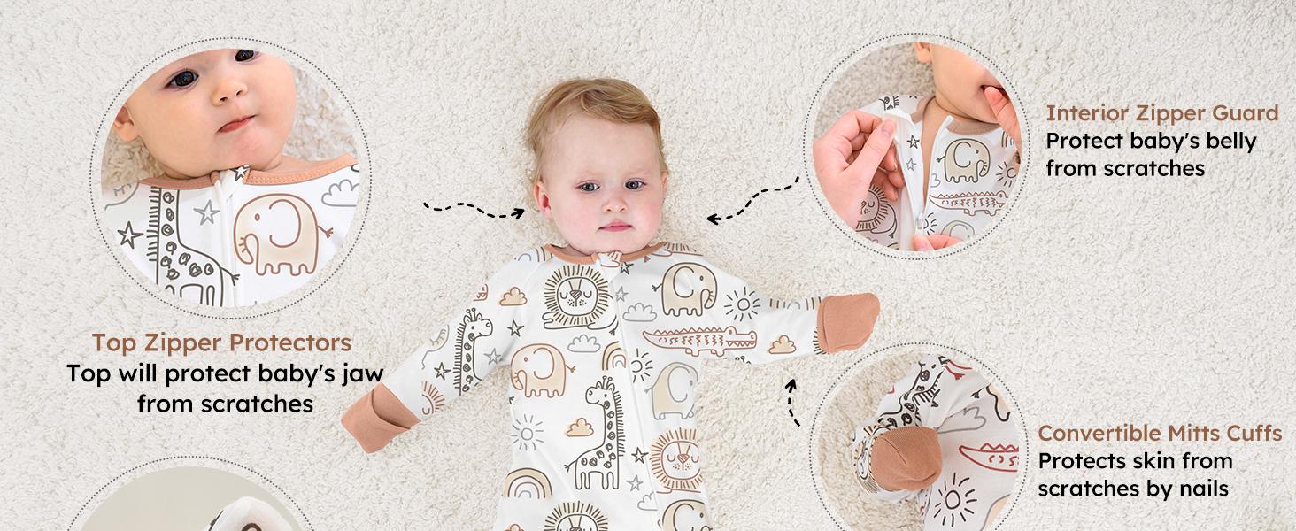 Yoofoss Baby Pajamas 100% Organic Cotton Baby Sleepers for Newborn 0-3 3-6 6-9 Months Boys Girl Clothes 3pcs Footed PJs