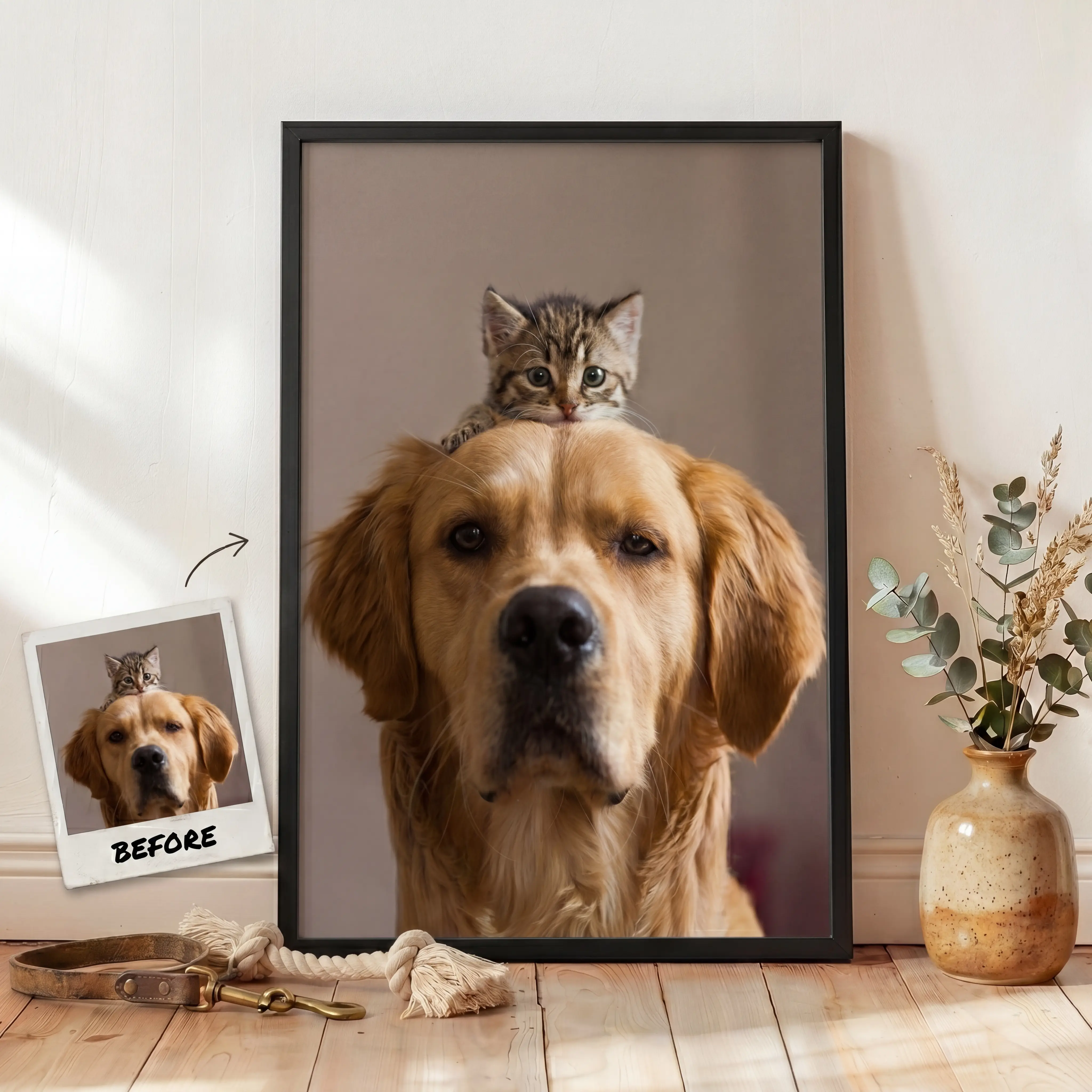 Funny Custom Pet Art Portrait Using Pet Photo Personalized Poster, Canvas Print Poster Dog Portraits Cat, Dog Portraits Custom Poster