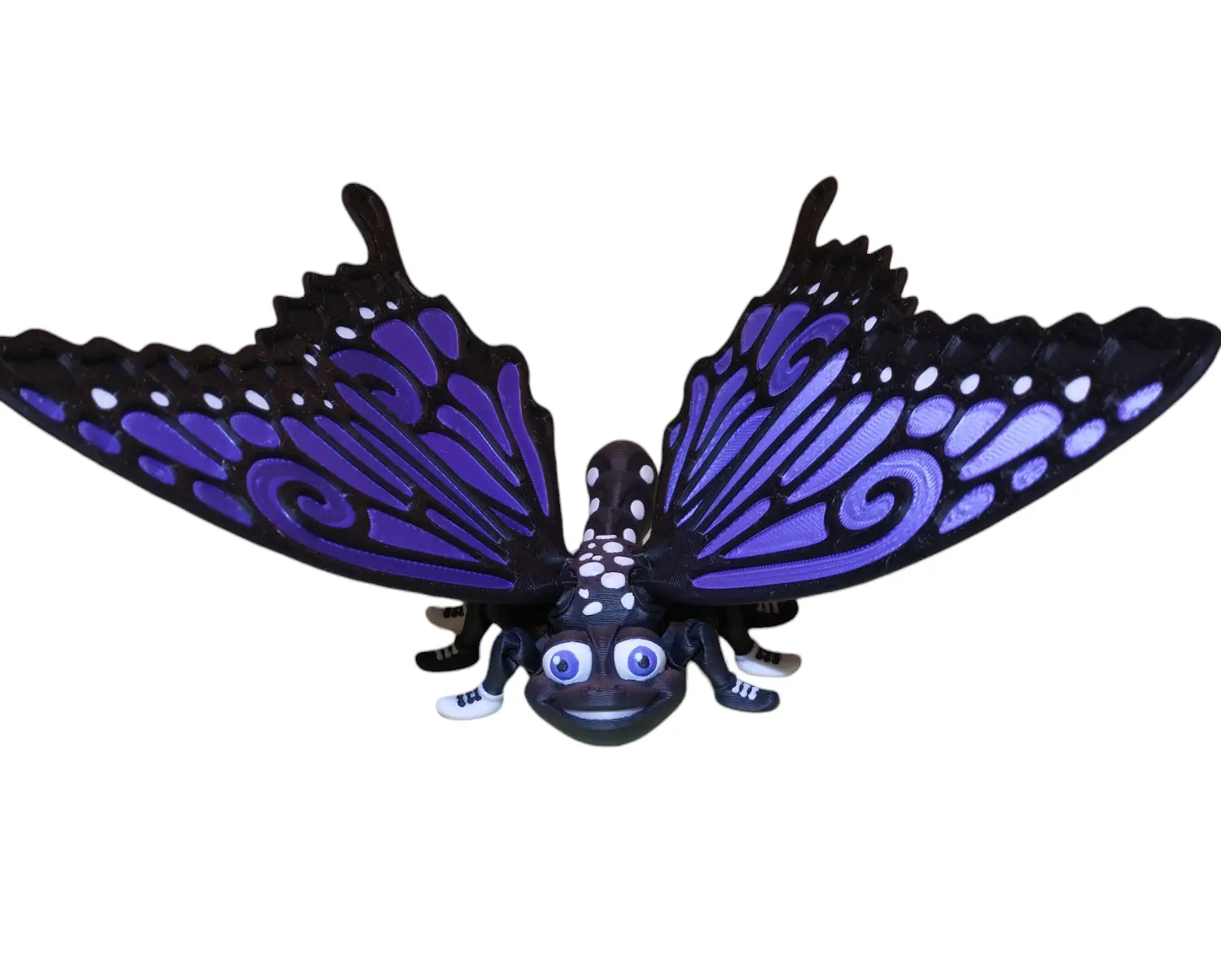 3D Printed Articulating Smiley Butterfly With Shoes Decorative Plastic Room Shelf Ornaments