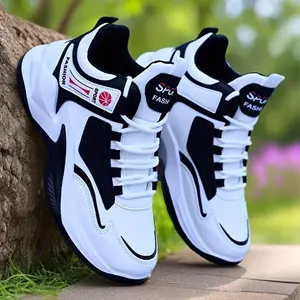 Men's high top basketball shoes with white and red decorations, lightweight sole fabric lining, checkered pattern court sports shoes, suitable for street wear and outdoor sports