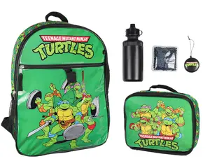 Nickelodeon Teenage Mutant Ninja Turtles Team Leonardo Raphael Donatello Michelangelo 5 PC Backpack Lunch box Water Bottle 16"