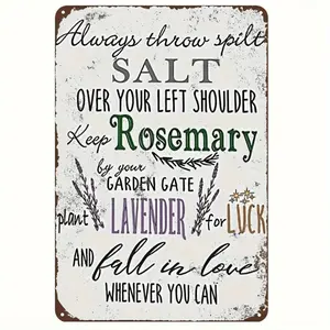 1pc Vintage Practical Magic Inspiration Wall Plaque - Witch-Themed Metal Sign with Humorous Spells & Herbs, Rustic Home Decor for Halloween, Garden, or Kitchen (8x12"), Metal Wall Art Decor