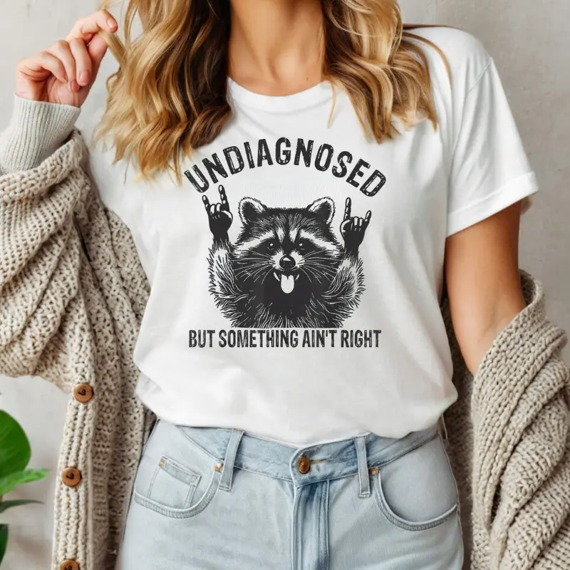 Men's Funny "Undiagnosed" Graphic T-Shirt, Athletic Cotton Streetwear Tee with Round Neck, Short Sleeve Top for Halloween Parties & Gifts, All Over Print, Chic