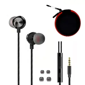 ApexOne Wired Metal in-Ear Earbuds Headphones with MIC &Volume Control and Pocket Case Crystal Clear Sound Bass Stereo Noise Isolating Earphones (Earbuds Red Storage Case and 2 Small Tips Included)