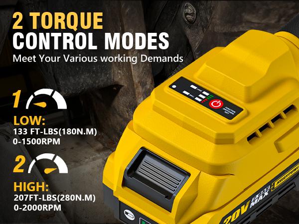 ALLOYPOWER 20V Brushless Right Angle Wrench, 207 Ft-lbs（280N.M） High Torque Cordless Power Tool with 2×2.0Ah Batteries, LED Light, 2-Speed Control, Compact 90° Design for Tight Spaces, yellow  brand inpact  wrench m12 fuel