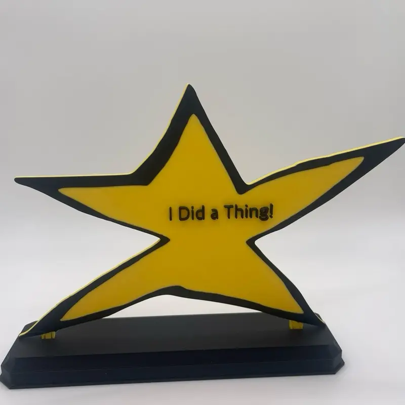 Custom Gold Star Trophy - Funny Personalized Award with "I Did a Thing!" Text and Black Base