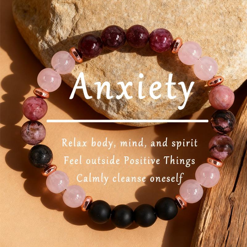 Healing Crystal Bracelet For Women Anxiety Crystal Bracelet Beaded Bracelets Rose Quartz Crystals And Healing Stones Yoga Meditation Bead Bracelet Calming Stretch Bracelet Stress Relief Gifts For Women