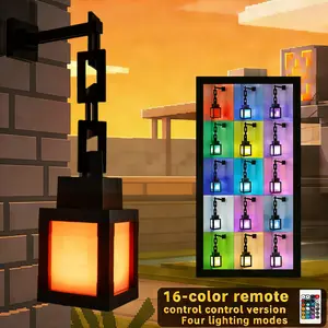 Pixel MC Lantern Night Light 16-Color ,Torch Lamp 7-Color,Diamond Sword 14-Color LED USB Rechargeable Handheld Wall Mount Remote Control Four Lighting Modes Fun for Bedroom Desk Gaming Room Cool Gift for Girls Boys New Year Birthday