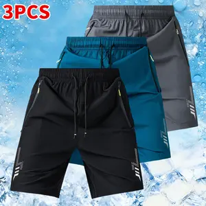 Men’s Summer Casual Straight-Leg Athletic Shorts, Lightweight with Zipper Pockets