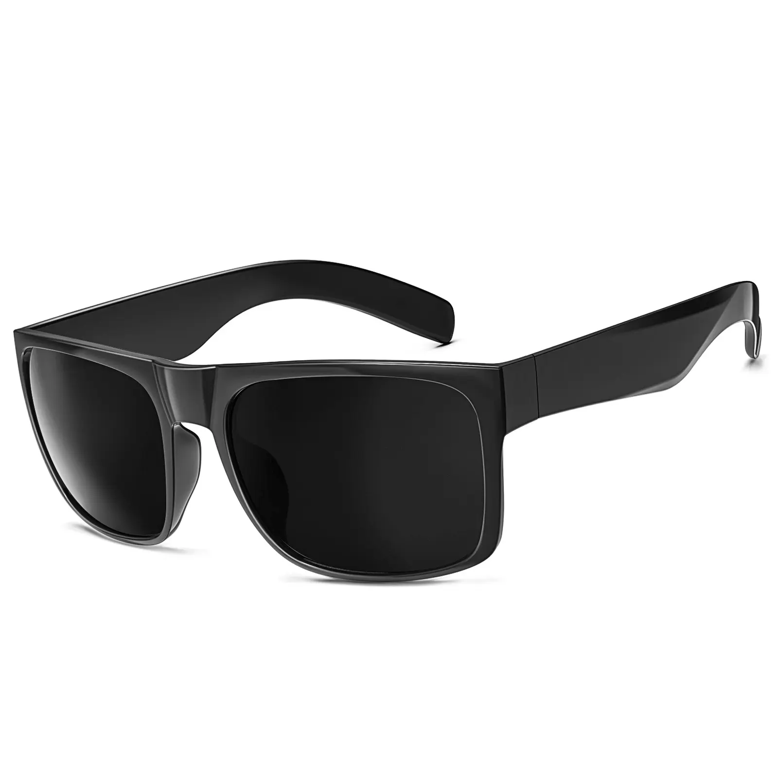 WISTON XL W8004 Unisex Oversized Square Sunglasses - Dark Black, 149mm Wide, Polycarbonate (PC) Full Rim TR90 Frame, UV Protection Lens, Solid, Casual Wear, Large, Bold Look