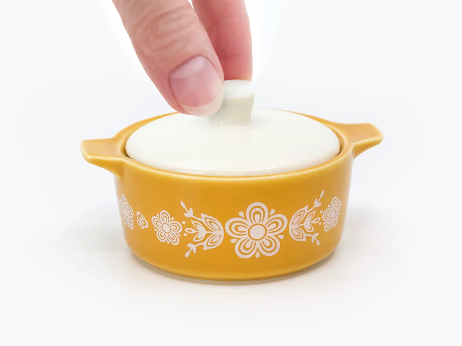 Pyrex-Inspired Butterfly Gold Casserole Ceramic Trinket Box