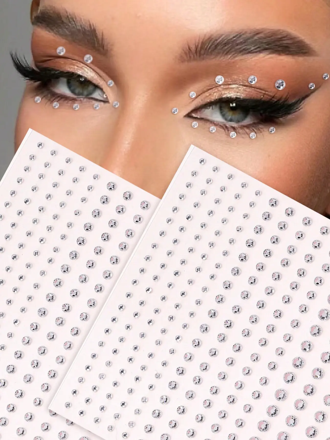 Multi-Size Faux Crystal Silver Rhinestone 3D Face Jewel Stickers, For Festival Party, Daily Use, DIY Music Festival Makeup, Can Be Applied To Hair, Eyes, Face, Body