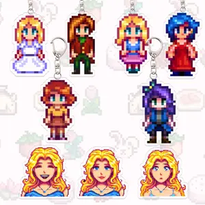 Stardew Valley keychain, cartoon cosplay accessories, Haley Emily pixel style, birthday gift