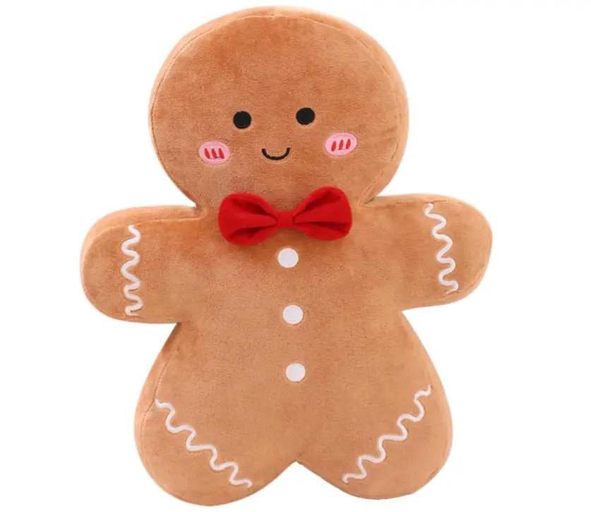 Christmas Gingerbread Man Decorative Throw Pillow – 15.7" Plush Holiday Accent for Sofa, Couch, and Festive Home Decor, Khaki