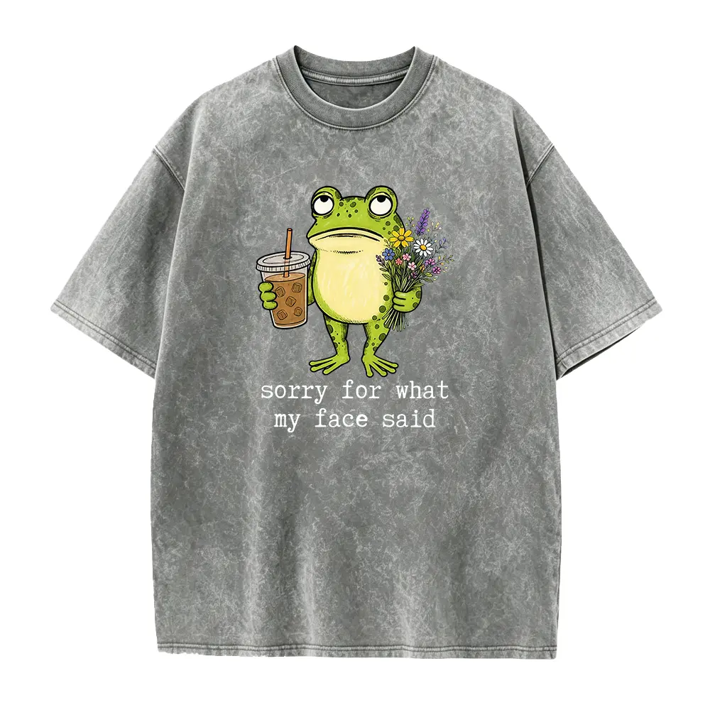 Funny Frog Introvert Shirt, Sorry For What My Face Said Tee, Sarcastic Iced Coffee Frog Shirt