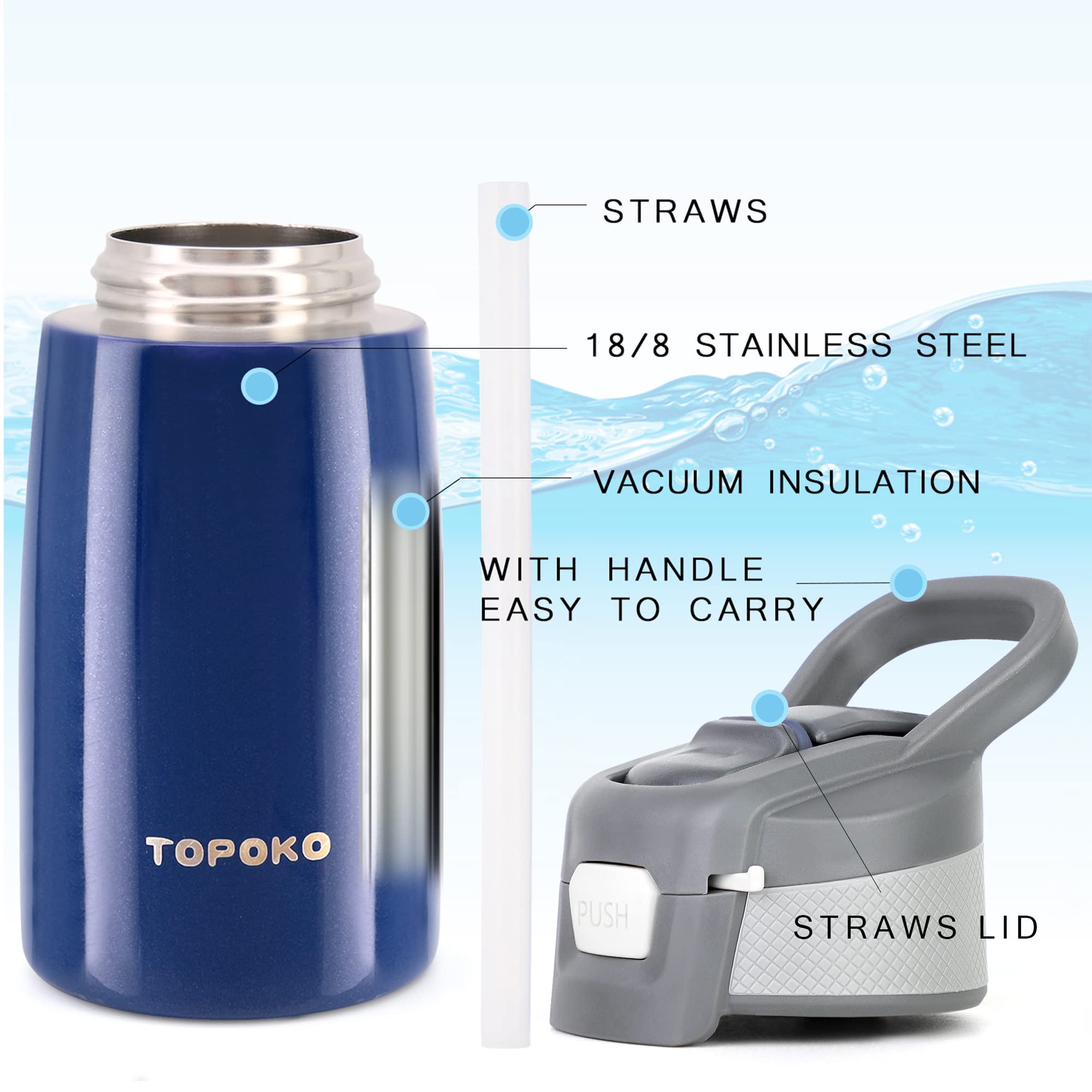 Keep Cold and Warm,Stainless Steel Kids Water Bottle Leak Proof BPA-Free Sports Bottle ,Thermoses ,universal bottlestraw Mug Tumbler