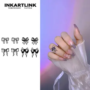 INKARTLINK [2 Sheets] Minimalist Bowtie Temporary Tattoos, Aesthetic Ribbon Knot Stickers, Waterproof Tiny Finger & Hand Fake Tattoo