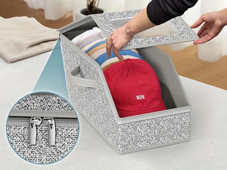 Stackable Hat Storage Boxes for Baseball Caps, Holds Up to 24 Hats, Durable Cardboard Box for Men, Classic Style, mens gifts，Wardrobe Organizer，hat