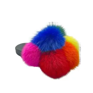 Women's Indoors Outdoors  Bubble Fur Slippers Soft Fluffy Comfortable Warm Multi-Color Flipflop Footwear for Girls Ultimate Comfort Durable Construction Slide
