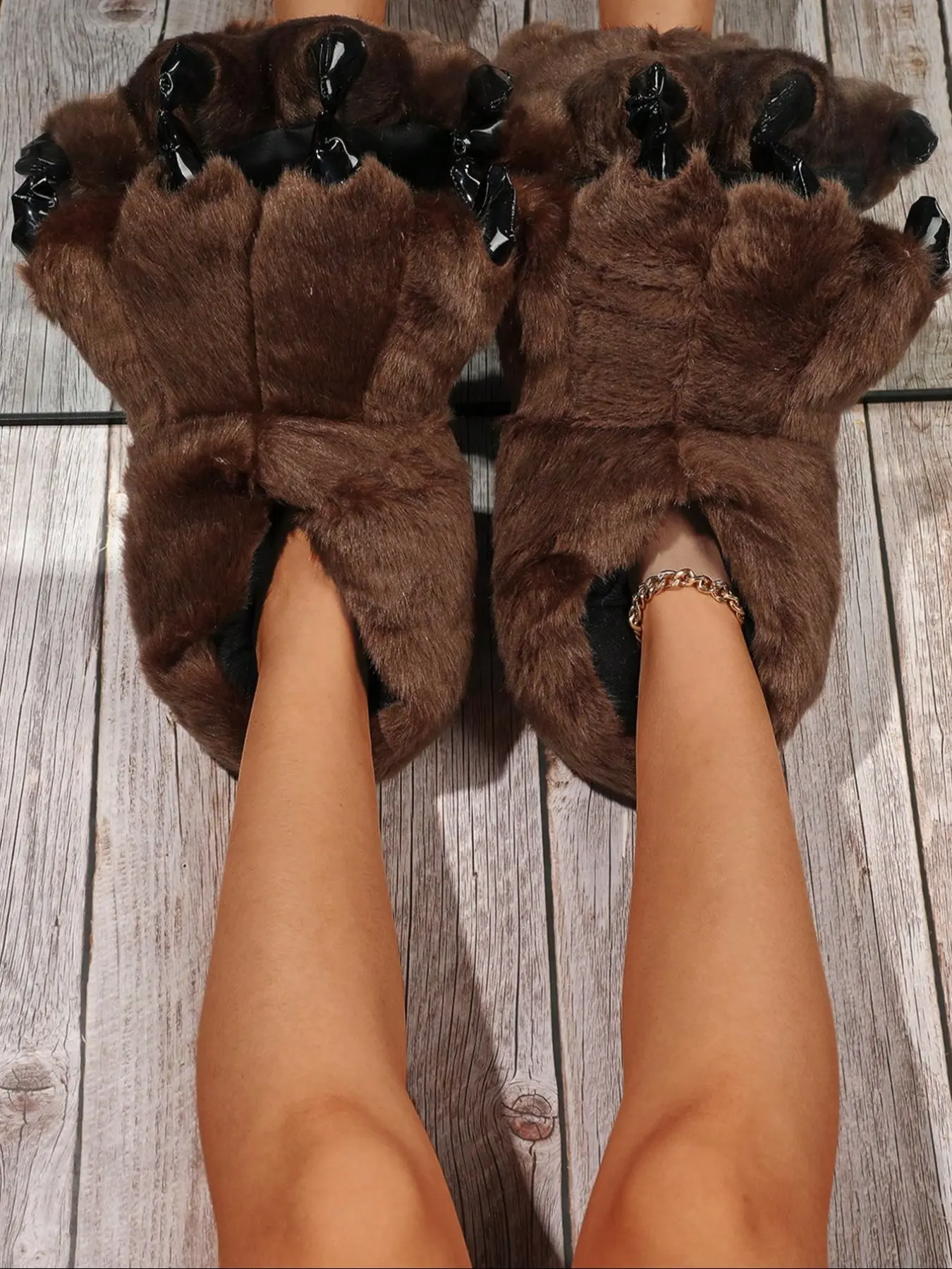 Women's Cute Cartoon Dinosaur Paw Design Slippers, Cute House Slippers, Casual Soft Comfortable Fluffy Home Slippers, Warm Slippers for Indoor & Outdoor Use for Fall & Winter, Home Footwear