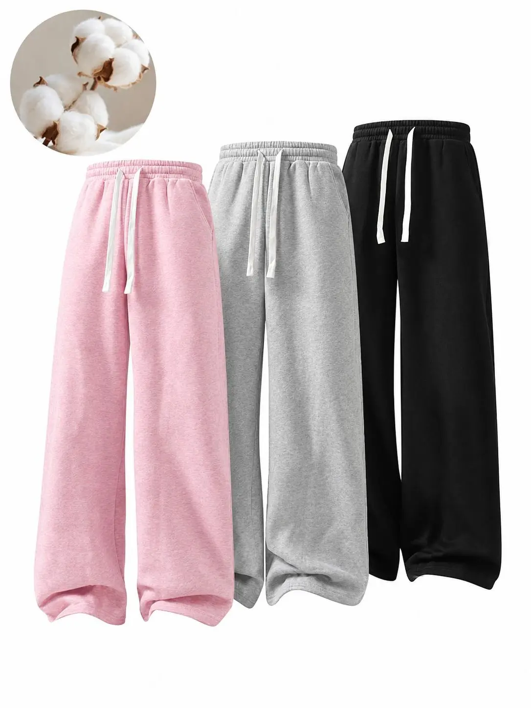 Men's Solid Thermal Lined Drawstring Waist Pants, Casual Comfy Loose Fitting Trousers for Fall & Winter, Men's Bottoms for Daily Wear, Relaxed Fit Sports Jogger Sweatpants Menswear sweatpants men pants men Outfit Socks ,Elastic,Moisture,pocket,design pant