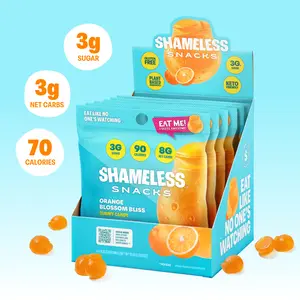 Shameless Snacks Orange Blossom Gummy Candy | Keto Candy with Low Sugar & Low Calorie | Vegan Snacks for Kids & Adults
