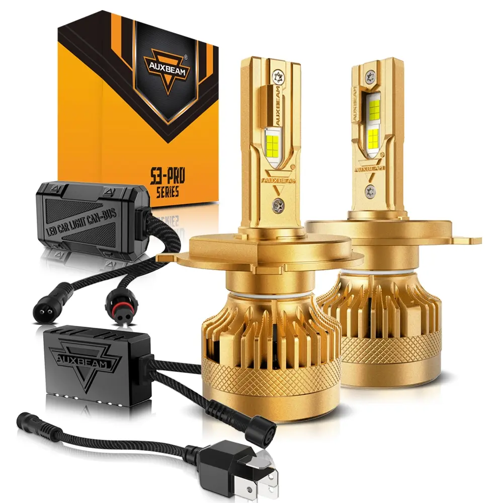 H4/9003 LED Headlight Bulbs (2 Pcs), 120W 24000LM 6500K Cool White, 3570CSP 24-Pcs Hi&Lo Beam, Aviation 6063 Aluminum, IP68 Waterproof, 50000H Fan Cooling, Detachable Decoder, 9-16V 2.5A