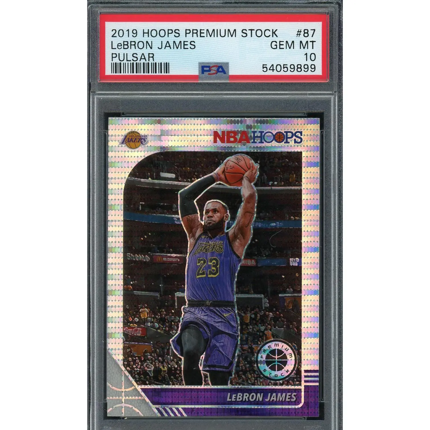 LeBron James 2019 Panini Hoops Premium Stock Pulsar Basketball Card #87 Graded PSA 10 GEM MINT