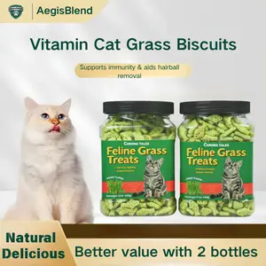 AegisBlend Vitamin Cat Grass Biscuits for Immune Support & Hairball Removal Natural Treats with Mint Infused Crunchy Snacks for Cats