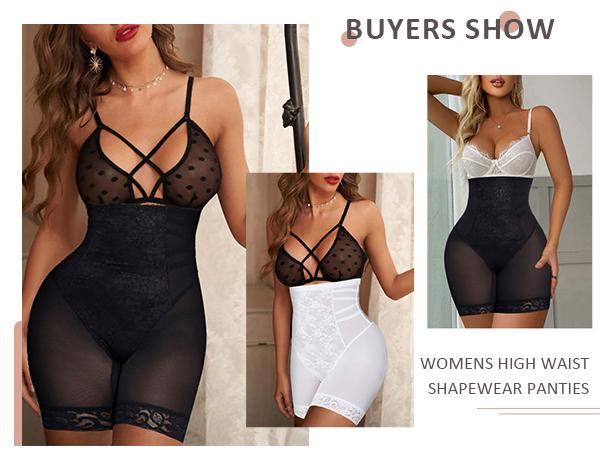 FeelinGirl Shapewear Tummy Control Shapewear Shorts Control Panties High Waisted Lace Shapewear Shorts Butt Lifting Comfort Soft