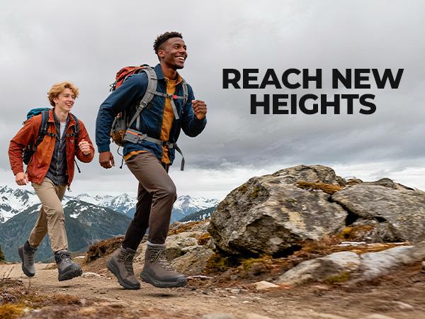【Back To School】NORTIV 8 Men's High Top Waterproof Hiking Boots - Lightweight Oxford Fabric Outdoor Footwear, Rubber MD All-Weather Grip, Mesh Liner for Mountaineering, Camping (Back to School TikTok Shop Men's Shoes), Laces