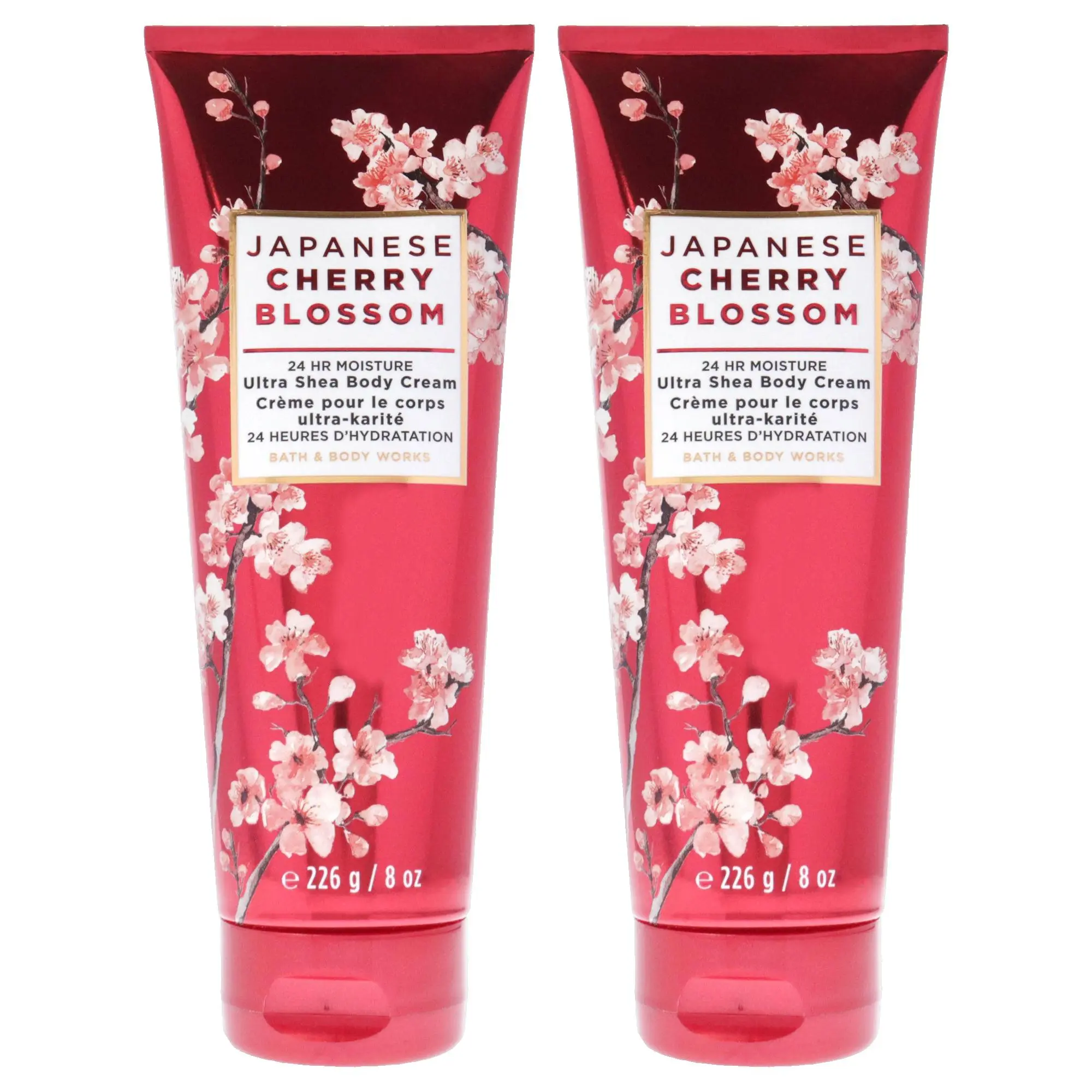 Bath and Body Works Japanese Cherry Blossom Scented Women's Body Cream - 8 oz, Shea-Infused Moisturizer Lotion Cosmetic - Pack of 2