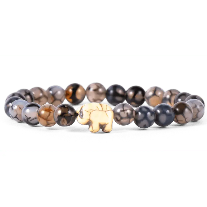 Fahlo Handmade Elephant Tracking Bracelet with Crushed Stone Beads - Works with Fahlo Animal Tracker App, Supports Wildlife Conservation, Donates to Nonprofits, Tracks Real Animals, Natural Colors, Fits Casual Wear, Ideal for Collectibles Enthusiasts, Han